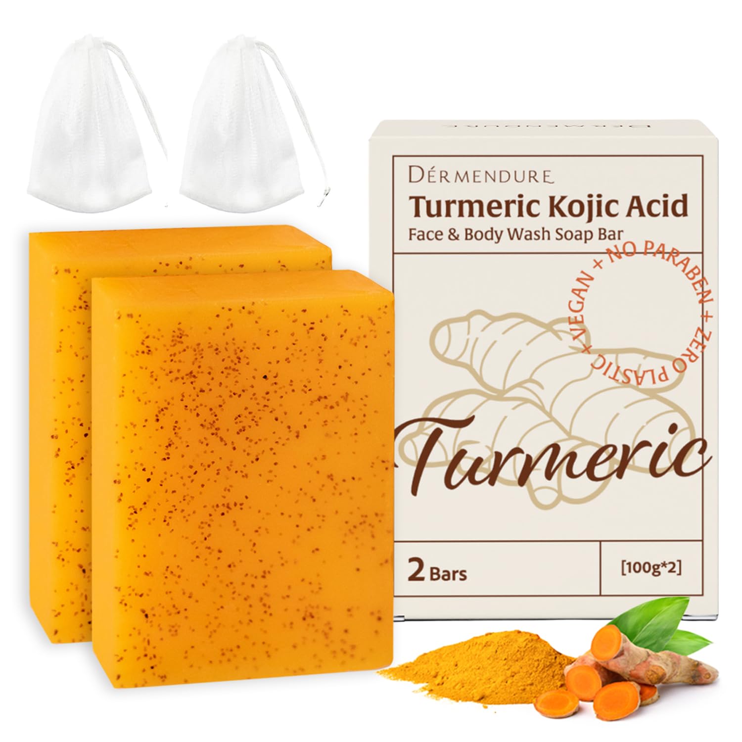Turmeric Kojic Acid Soap – Hand-made Soap, Cold Process, Dark Spot Remover for Face & Body, Skin Brightening, Even Tone