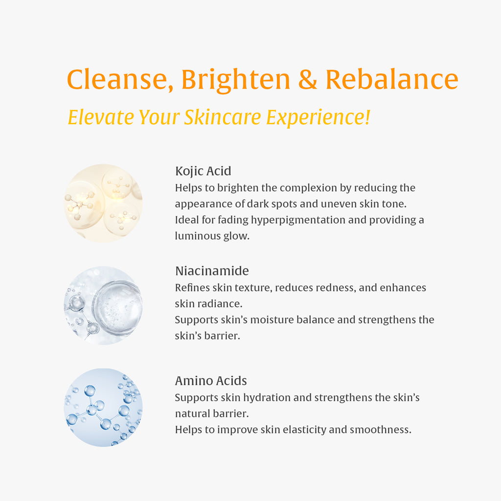 3-in-1 Turmeric & Kojic Acid Brightening Set: Turmeric Face Wash, Dark Spot Remover, Dead Skin Cells Remover, Skin Brightening, Even Tone