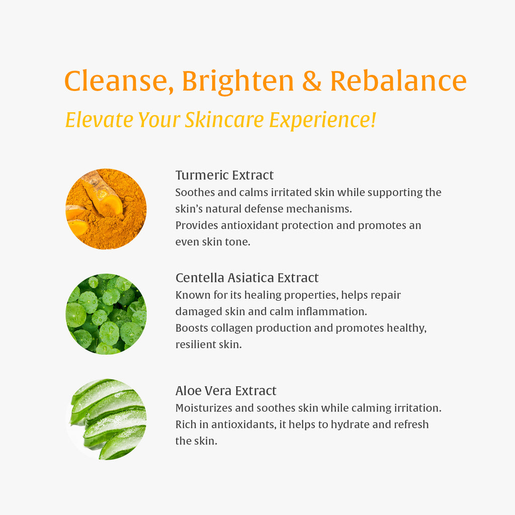 3-in-1 Turmeric & Kojic Acid Brightening Set: Turmeric Face Wash, Dark Spot Remover, Dead Skin Cells Remover, Skin Brightening, Even Tone
