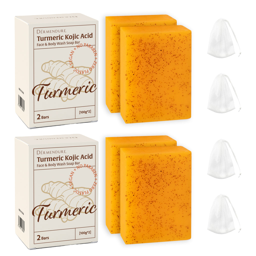 2 Pack - Turmeric Kojic Acid Soap – Hand-made Soap, Cold Process, Dark Spot Remover for Face & Body, Skin Brightening, Even Tone