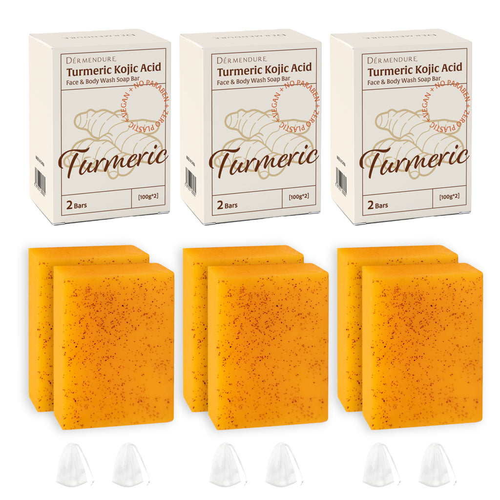 3 Pack - Turmeric Kojic Acid Soap – Hand-made Soap, Cold Process, Dark Spot Remover for Face & Body, Skin Brightening, Even Tone